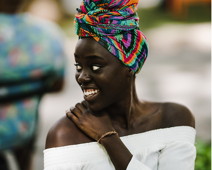 Photo of woman with hair wrapped